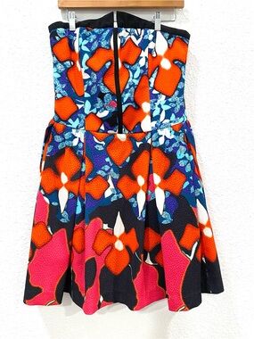 Peter Pilotto for Target Dress Size 12 Strapless Floral Fit & Flare Artsy Retro